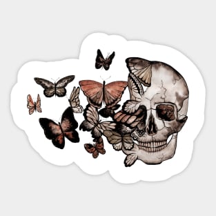 Watercolor Skull Butterfly T-shirt design Sticker